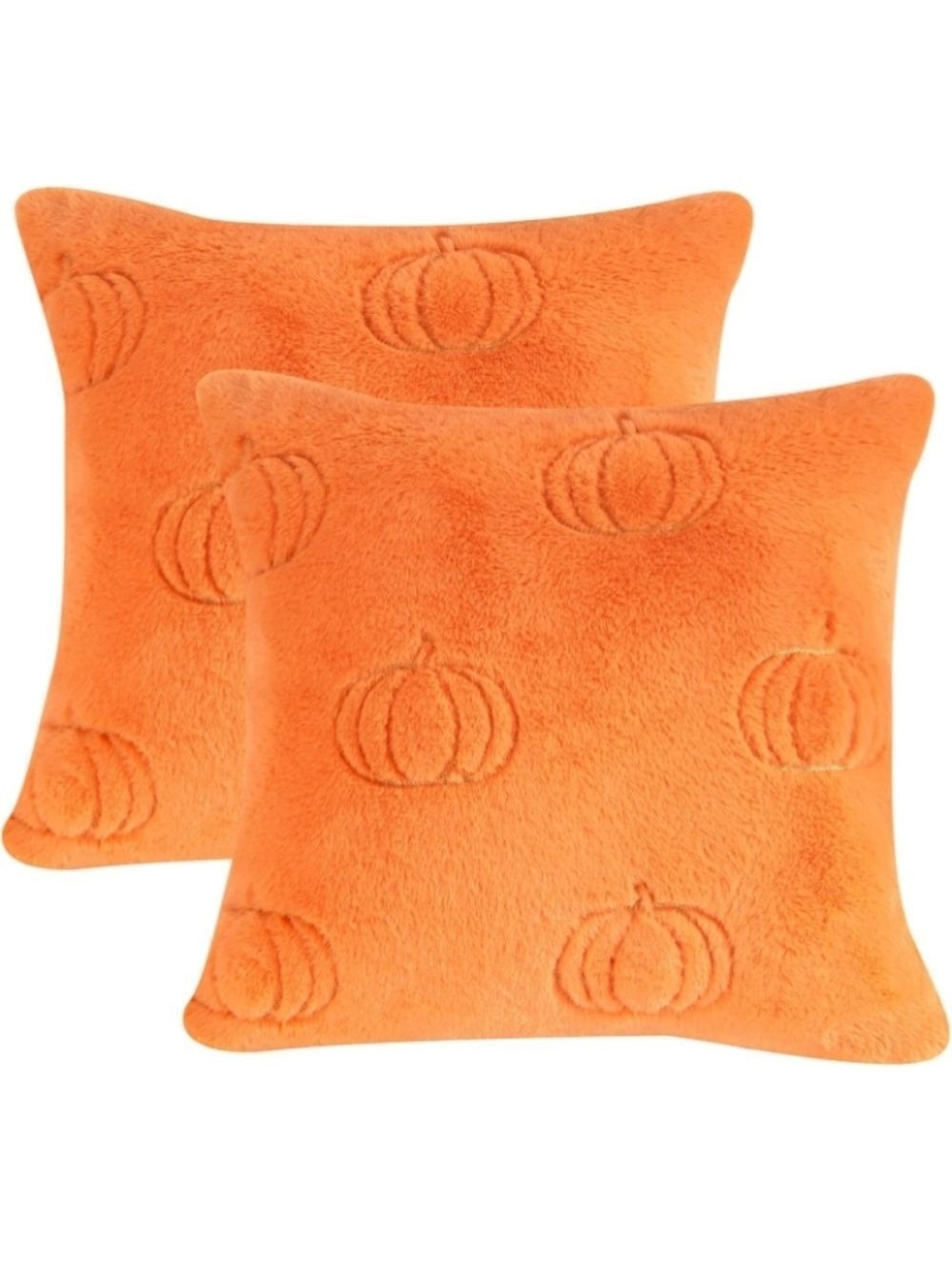 2/$20 Orange Pumpkin Embossed Plush Throw Pillow Covers NWT